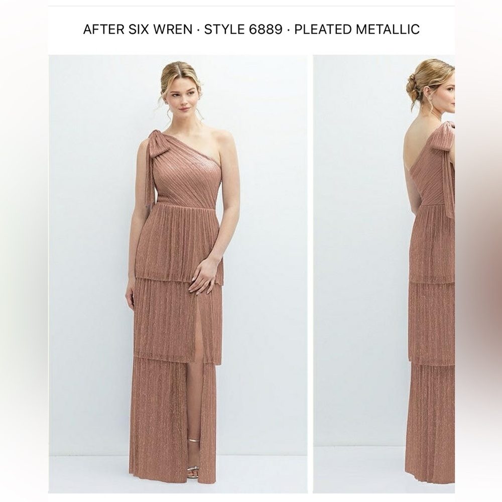 Dessy Wren Metallic Bridesmaid Dress